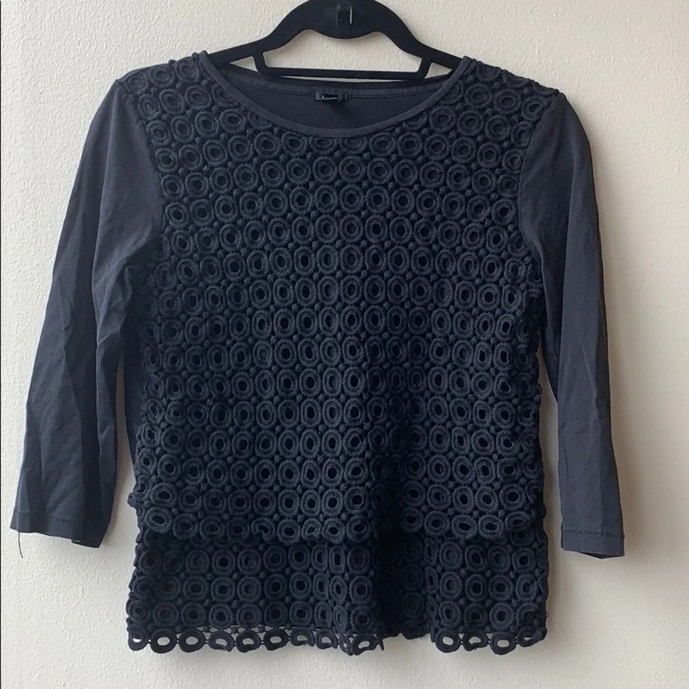 j.Crew black crochet top